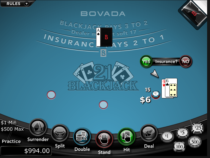 Blackjack at Bovada