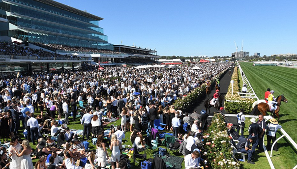 The Spectators at a Busy Horse Racing Event at Flemington Racecourse